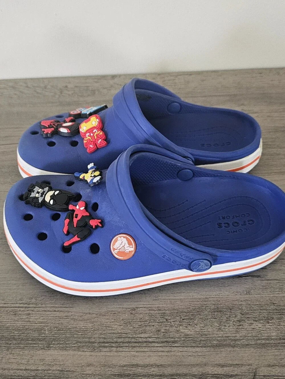 Crocs Kids Blue Marvel Superhero Charms Clog Shoes C 12 Boy